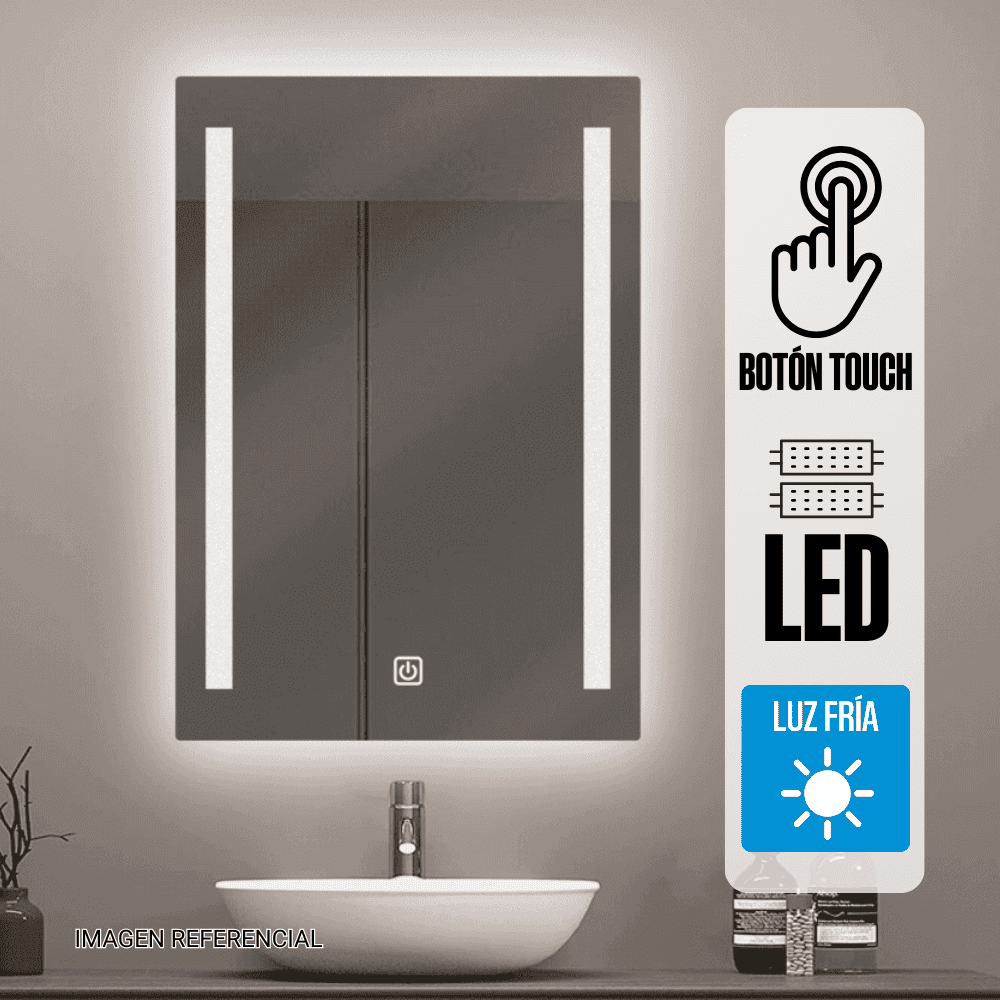 Espejo LED Vertical Orange 70x49cm Biselado Luz Fría