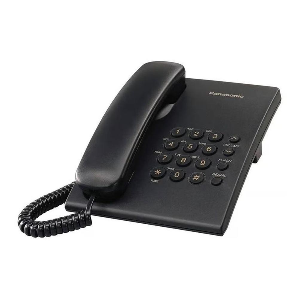 TELÉFONO FIJO PANASONIC ALÁMBRICO NEGRO KX-TS500LXB