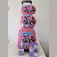 Set Mochila con Ruedas Kpop Las Guerreras K-pop Huntrix Cazadoras de demonios Rosado Claro