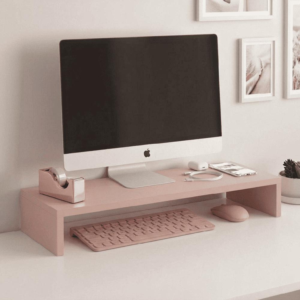 Soporte Organizador Ergonómico para Escritorio Rosa Pastel Mate - Soft Girl 50 cm