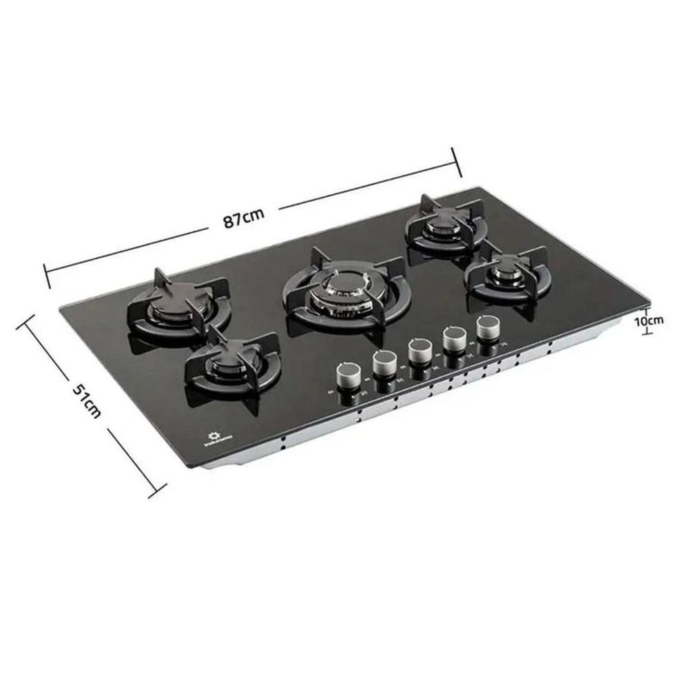 Encimera empotrable 5Hornillas de Vidrio Templado Indurama EGI 905VDNEG.