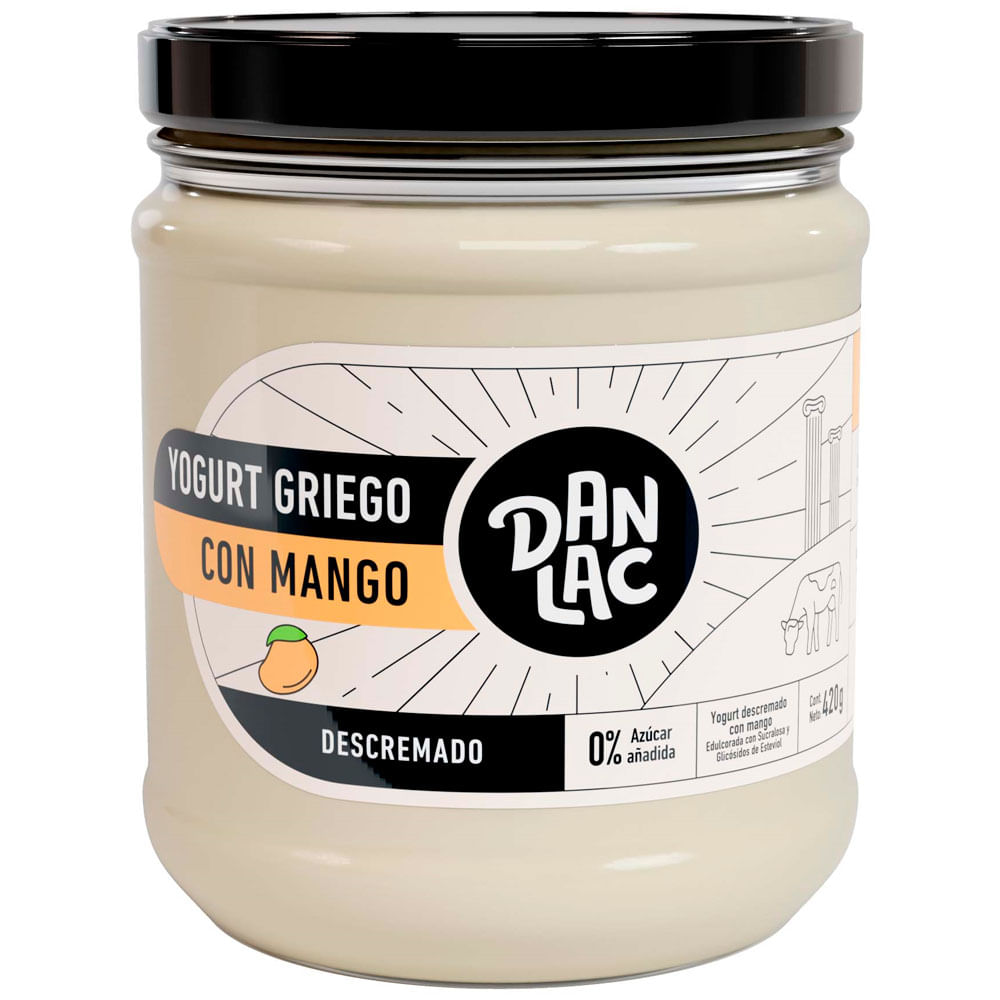 Yogurt Griego Descremado DANLAC Sabor a Mango Frasco 420g