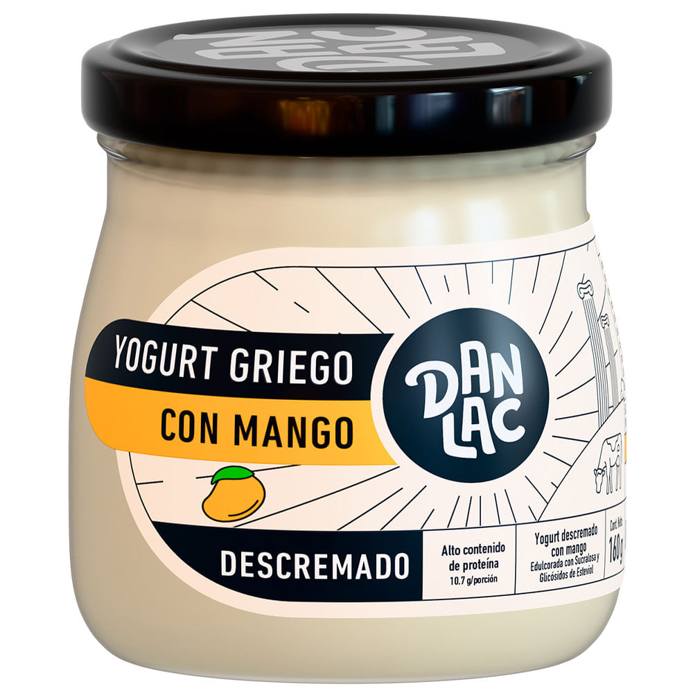 Yogurt Griego Descremado DANLAC con Mango Frasco 160g