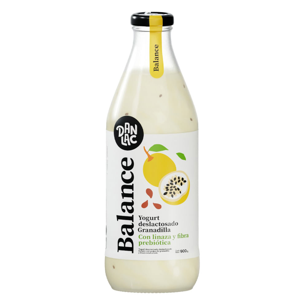 Yogurt Funcional DANLAC Balance Granadilla con Linaza y Fibra Botella 900g