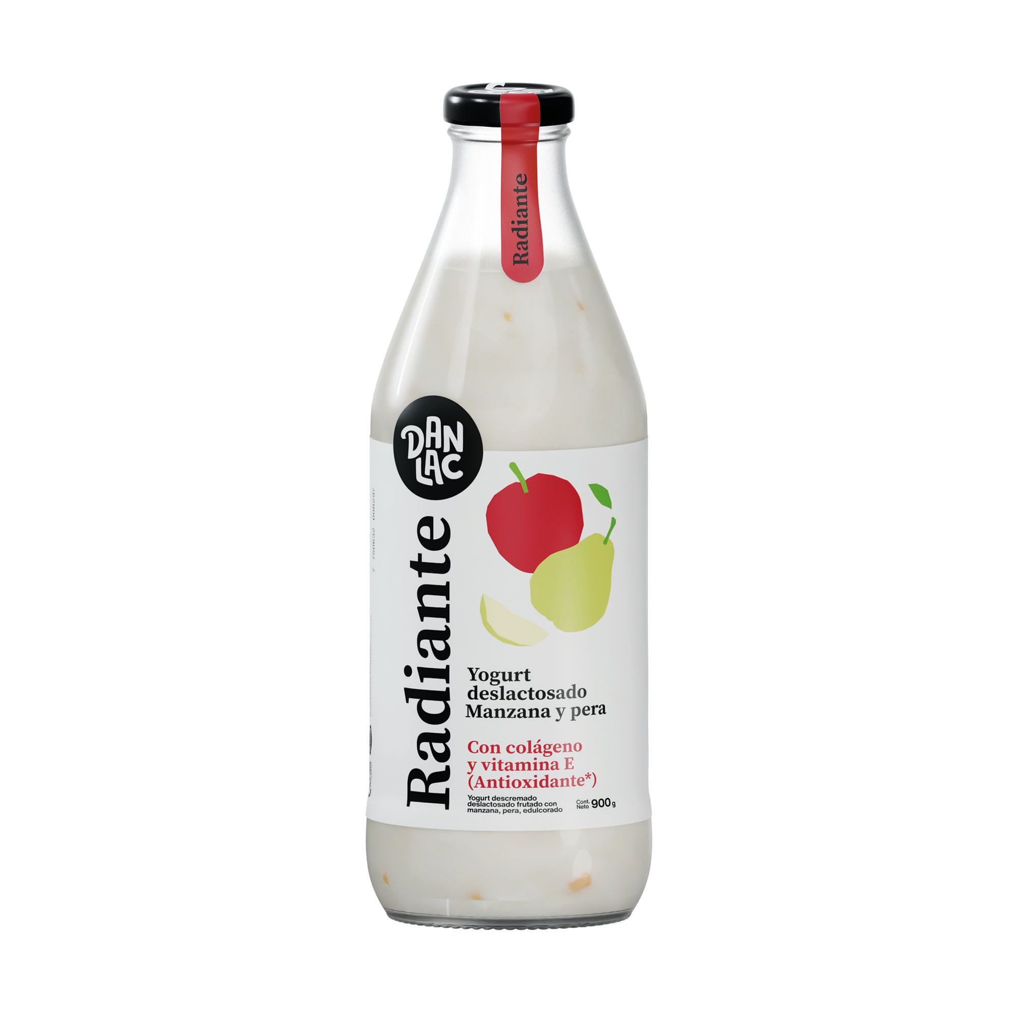 Yogurt Funcional DANLAC Radiante Manzana y Pera con Colágeno Vitamina E Botella 900g