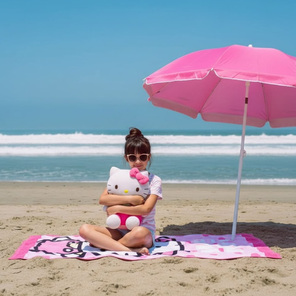 Toalla para Playa Gatita Rosa Moño 140x70cm