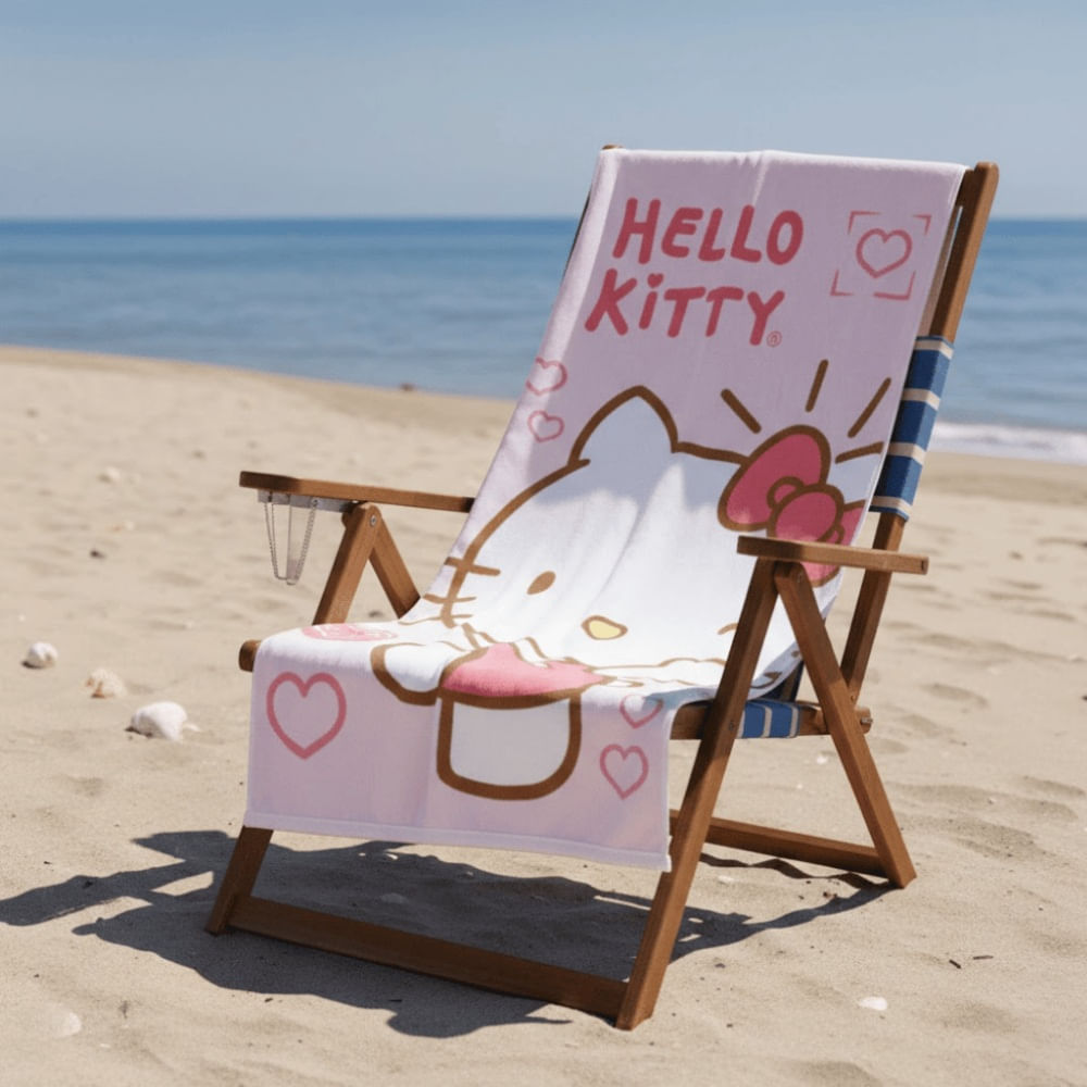 Toalla para Playa Gatita Rosa Corazon 140x70cm