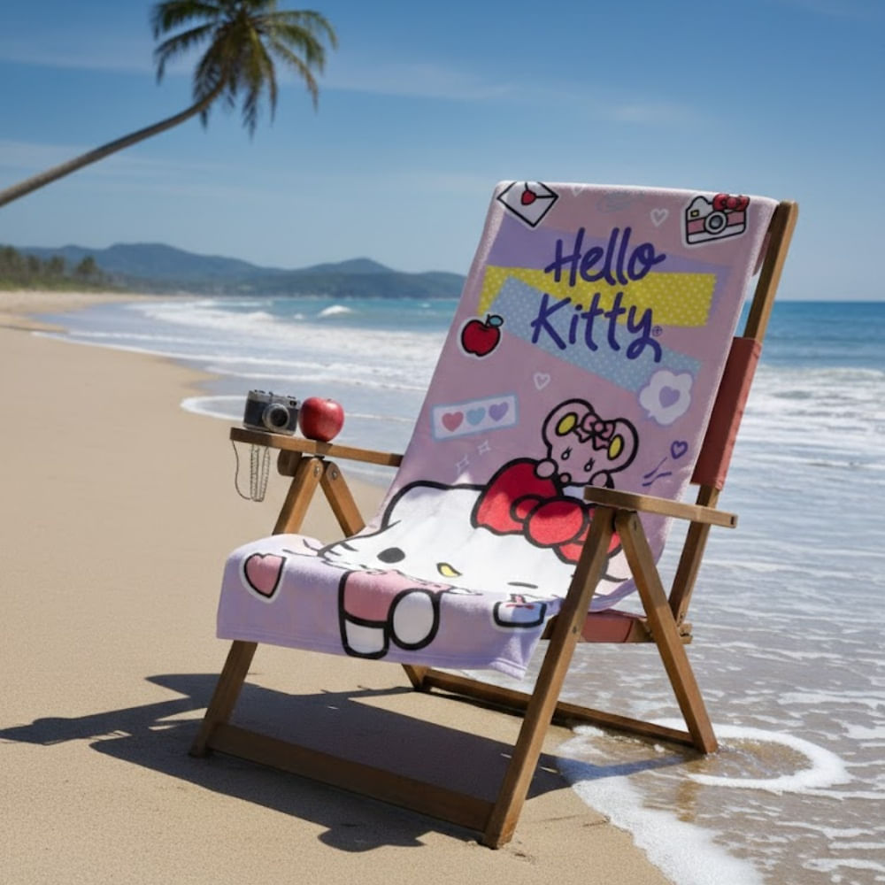 Toalla para Playa Gatita Rosa y Ratoncita 140x70cm