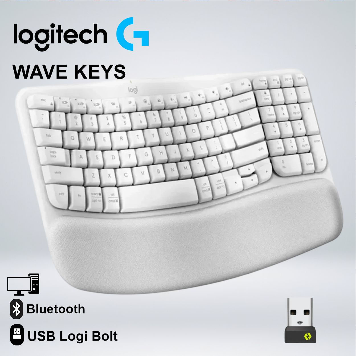 TECLADO LOGITECH ERGO WAVE WIRELESS USB BOLT BLUETOOTH SP