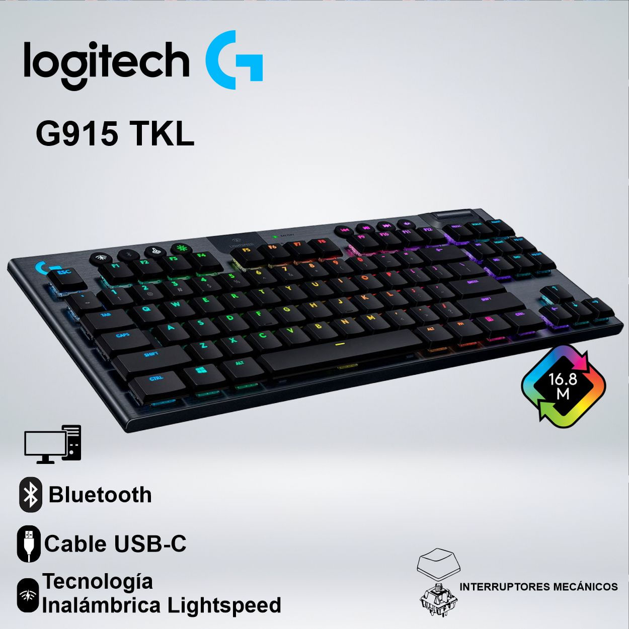 TECLADO G915 X LIGHTSPEED TKL RGB BLUETOOTH TECLAS PBT