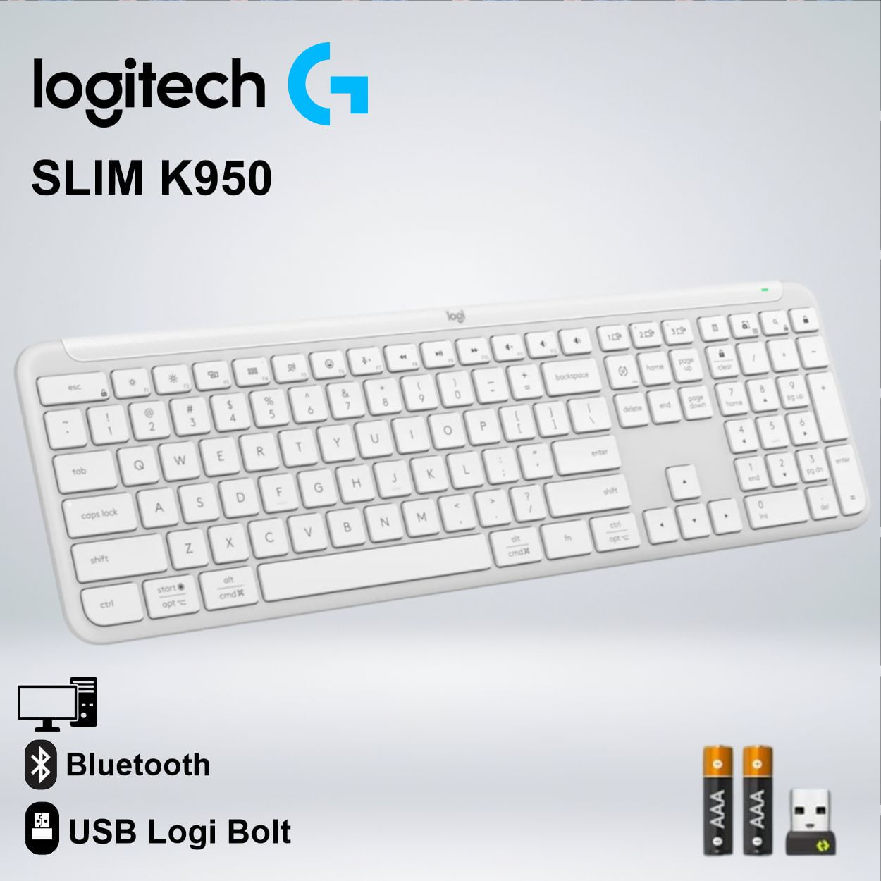 TECLADO SLIM SILENT K950 WIRELESS BOLT USB BLUETOOTH SP