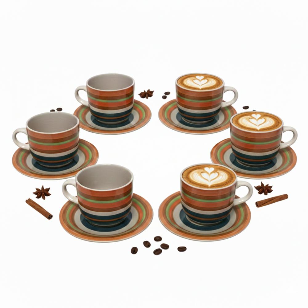 Set De 6 Tazas Y Platillos De Alta Resistencia 300ml