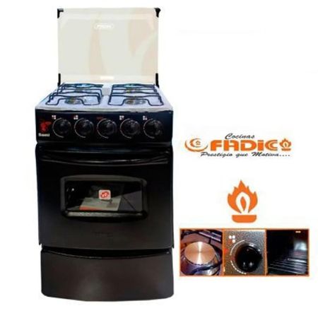 Cocina Sami 4 Hornillas con Horno y Tapa de Vidrio FADIC  Color Negro