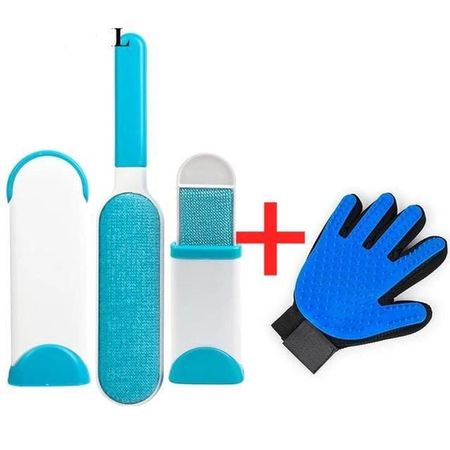 Pack Cepillo Guante DUO Saca Pelos Pelusa Mascota Perro Gato Multicolor