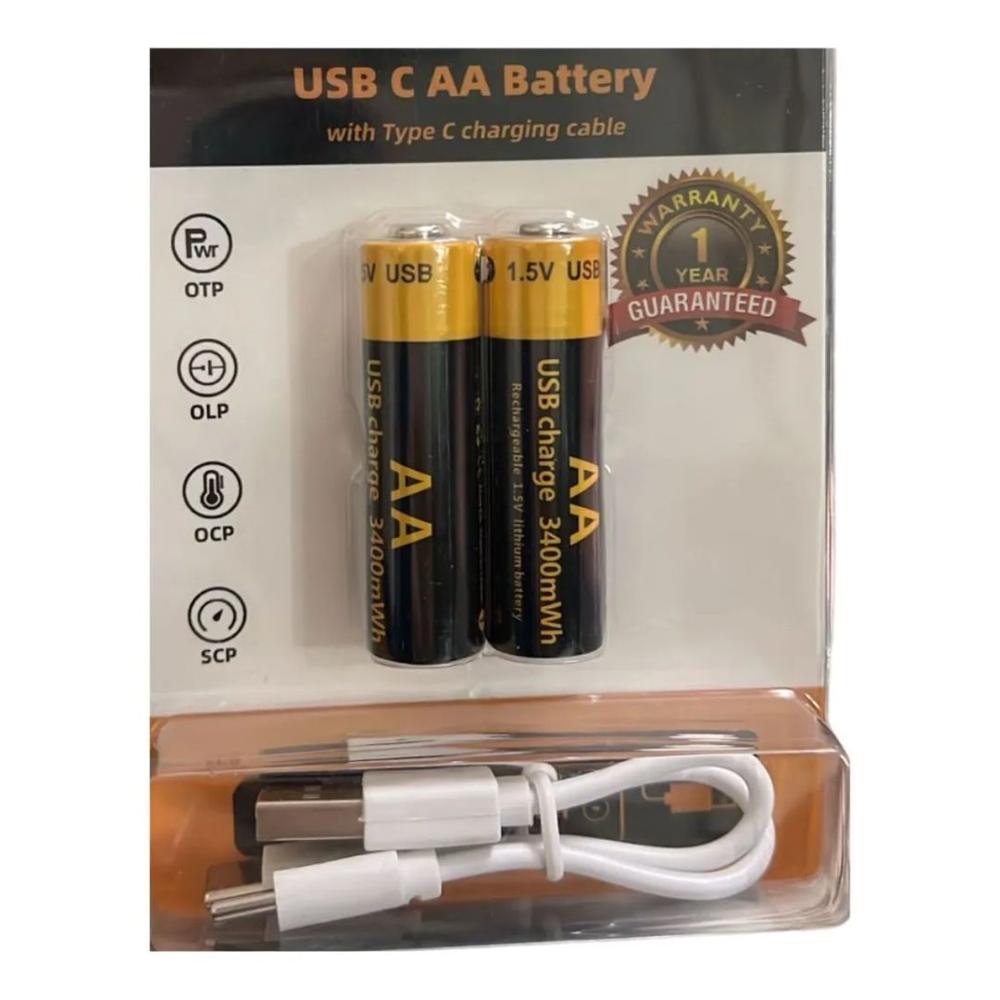 Bateria pilas Recargables Por Usb Aa 2000mah