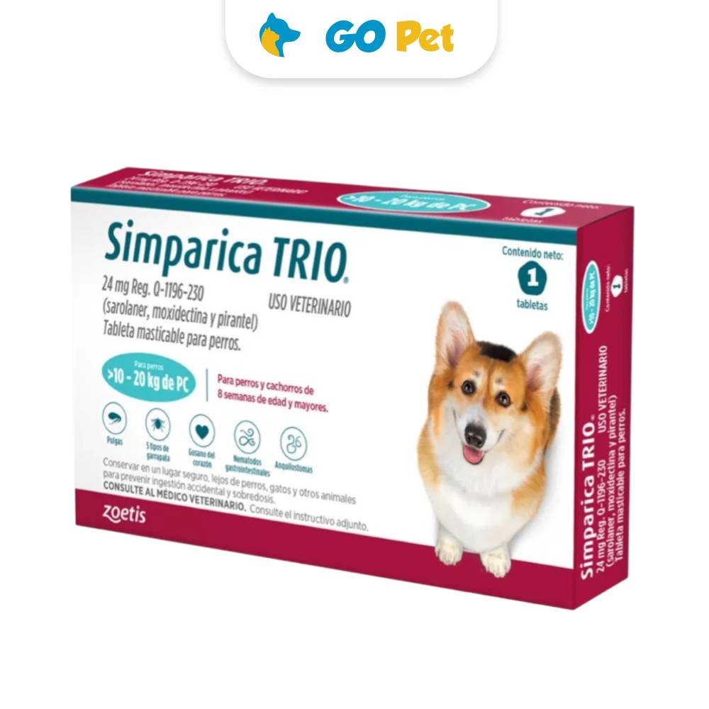 Simparica Trio 10 kg a 20 kg x 1 tableta