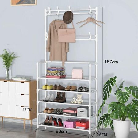 Rack Organizador Perchero 5 Niveles Blanco Ropa Zapatos Varios Genieka
