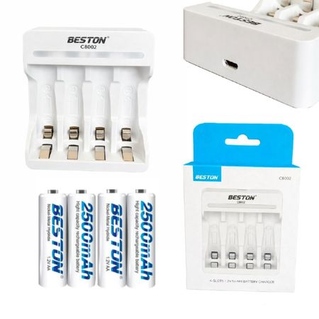 Kit Cargador Inteligente de Pilas mas 4 AA Ni-MH 4 puestos