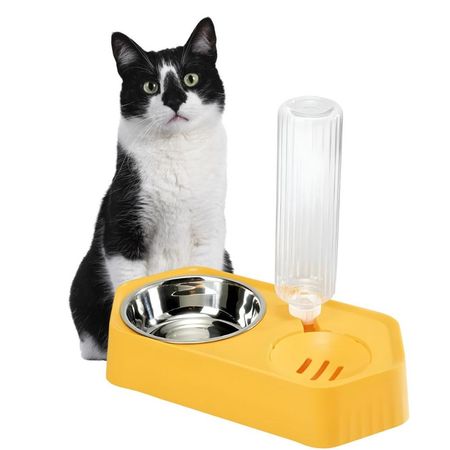 Dispensador AUTOMÁTICO de Botella Talla L para Mascotas AMARILLO