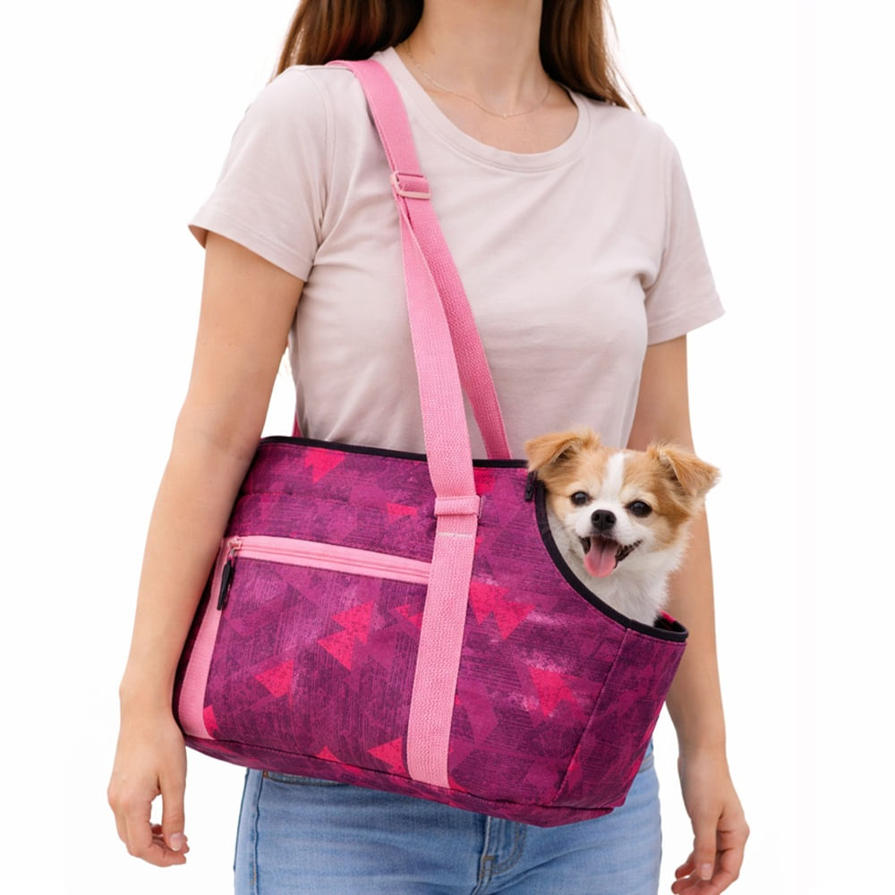 Cartera transportadora para mascotas perros talla S morada