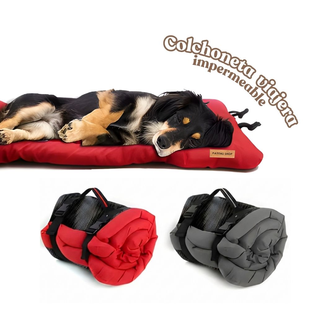 Colchoneta Viajera IMPERMEABLE Patitas SHOP para Mascotas ROJO