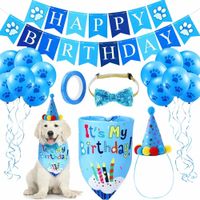 Kit cumpleañero para mascotas perros y gatos color celeste