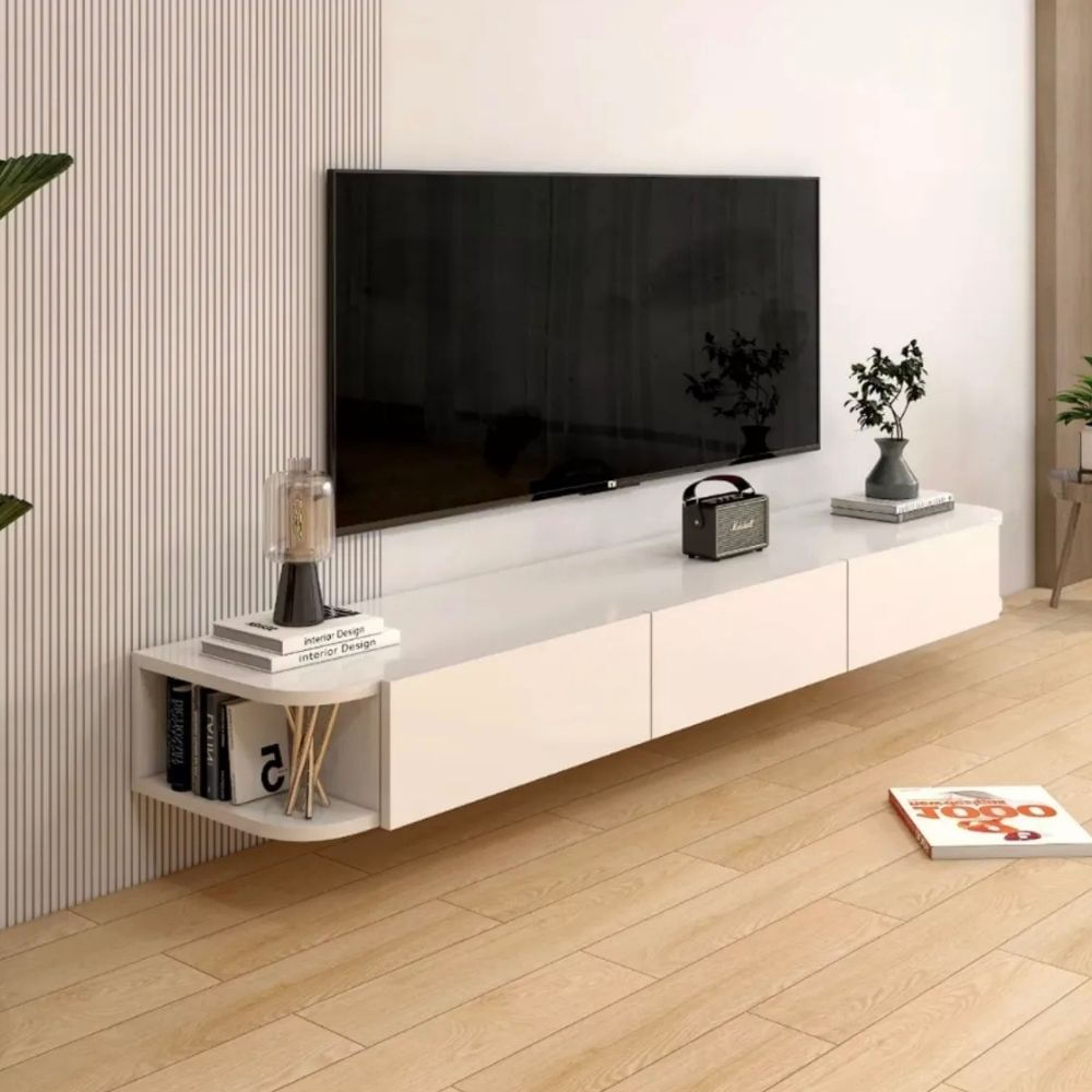 Mesa de TV 75'' Bora Beige y Blanco | Masiva Home