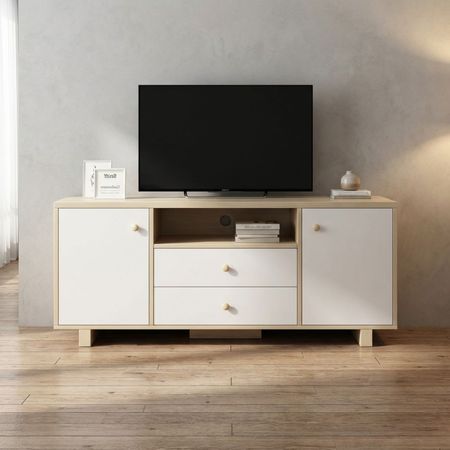 Mesa de TV 55'' Kira Marrón y Blanco | Masiva Home