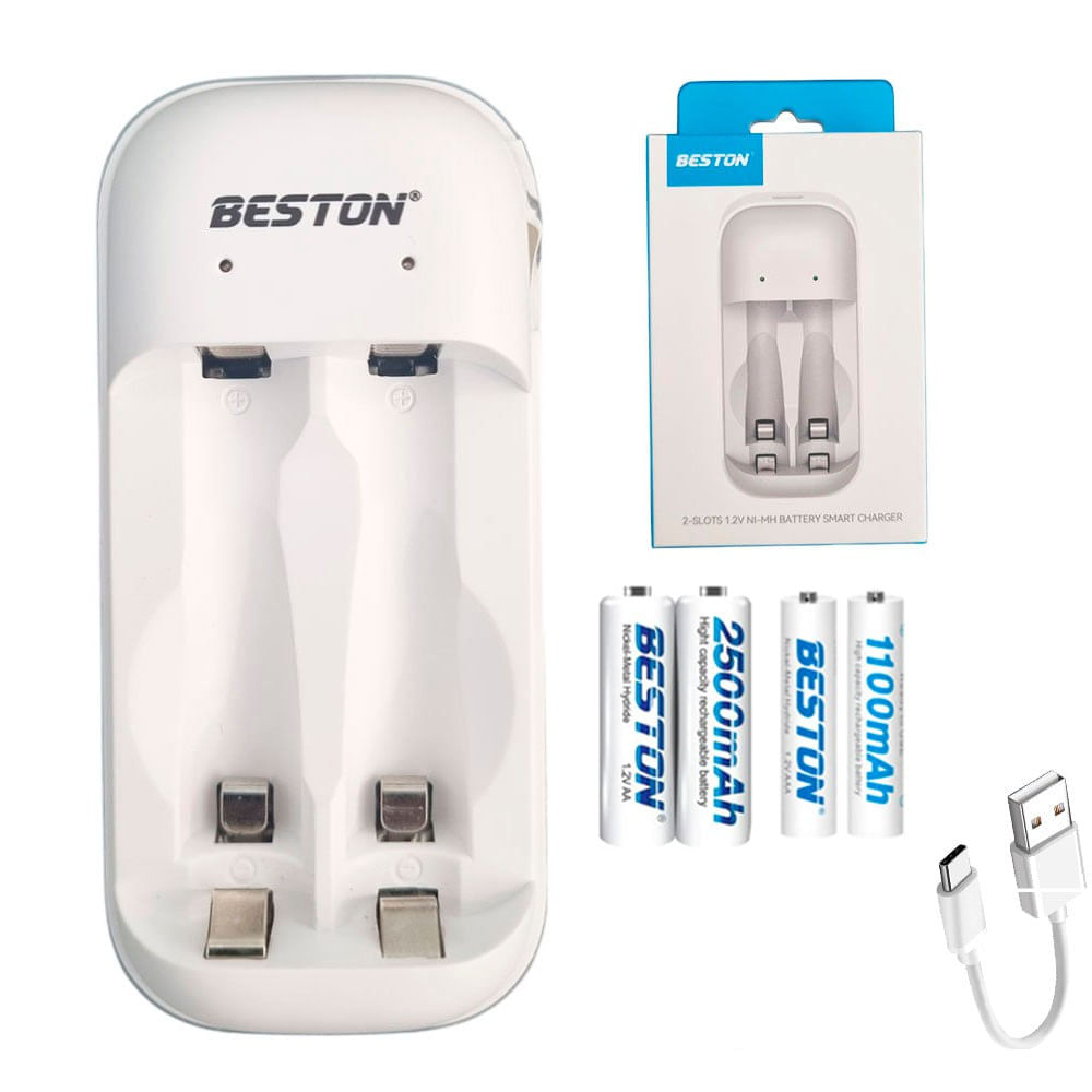 Cargador Inteligente de Pilas mas 2 AA y 2 AAA Ni-MH 2 puestos
