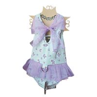ENTERIZO ROPA DE BAÑO PARA PERRO Y GATO TUL Y LAZO TURQUESA Y LILA - TALLA M