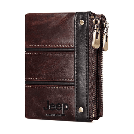 BILLETERA JEEP MARRON CON NEGRO DE CUERO GENUINO GD856