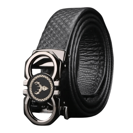 CINTURON DE CUERO NEGRO CON HEBILLA AUTOMATICA