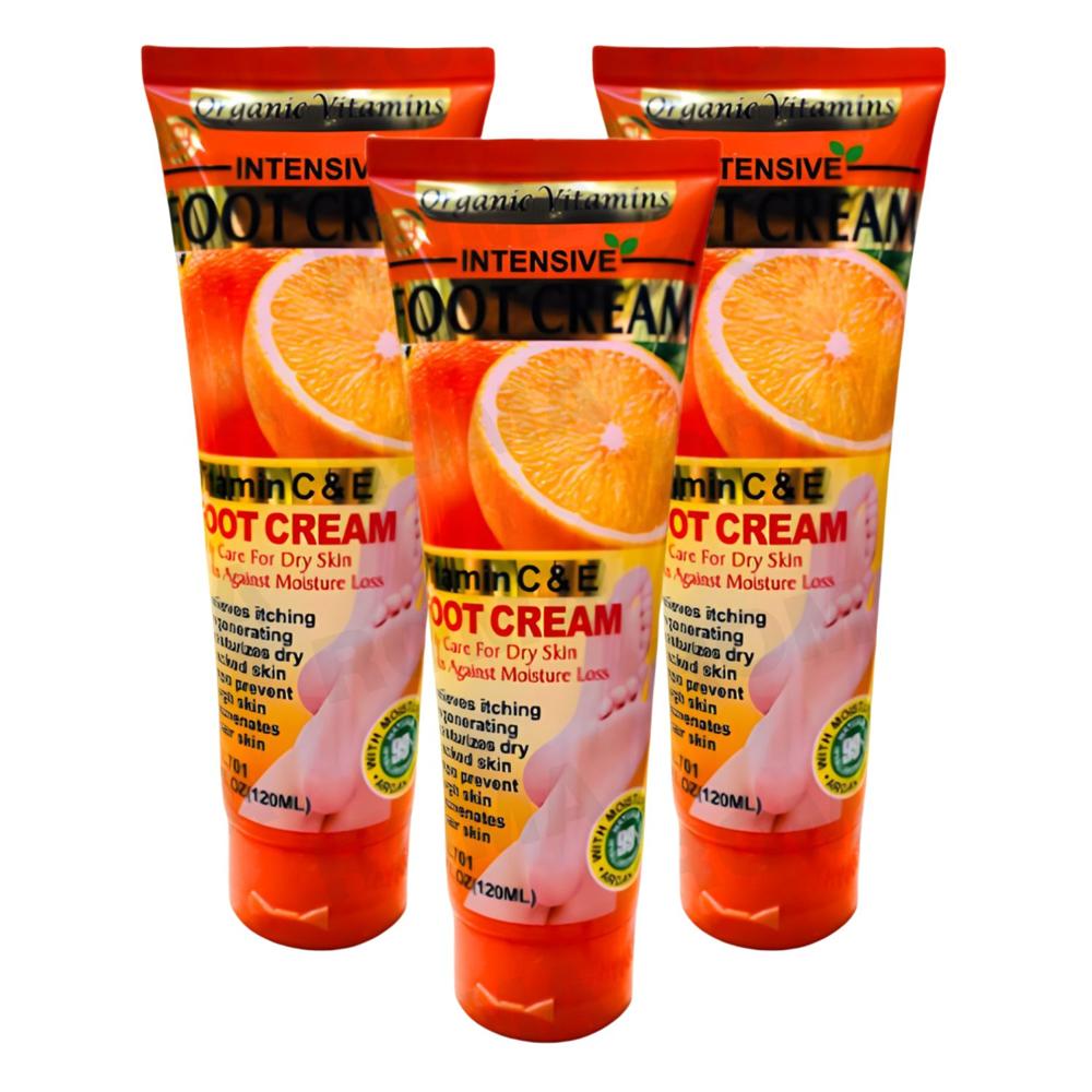 PACK 3 CREMA PARA PIES VITAMINA C Y E 120ML WOKALI
