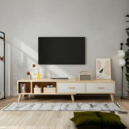 Mesa de TV 75'' Lauren Marrón y Blanco | Masiva Home