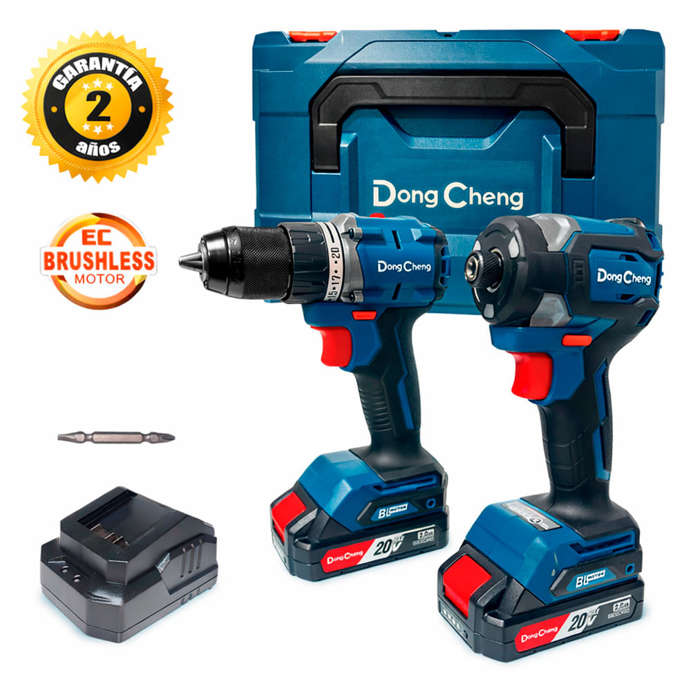 Combo Kit Dongcheng DCKIT26AM Taladro Percutor y Atornillador de Impacto 20V Brushless
