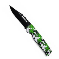 Navaja Táctica Militar Con Mango Metálico Liso Verde