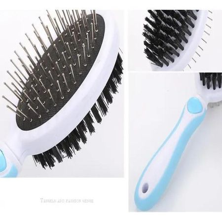 CEPILLO PARA MASCOTA PERRO GATO DOBLE CARA CELESTE