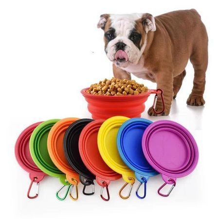 3 PLATOS DE SILICONA PLEGABLE PARA MASCOTAS DE 1000ML