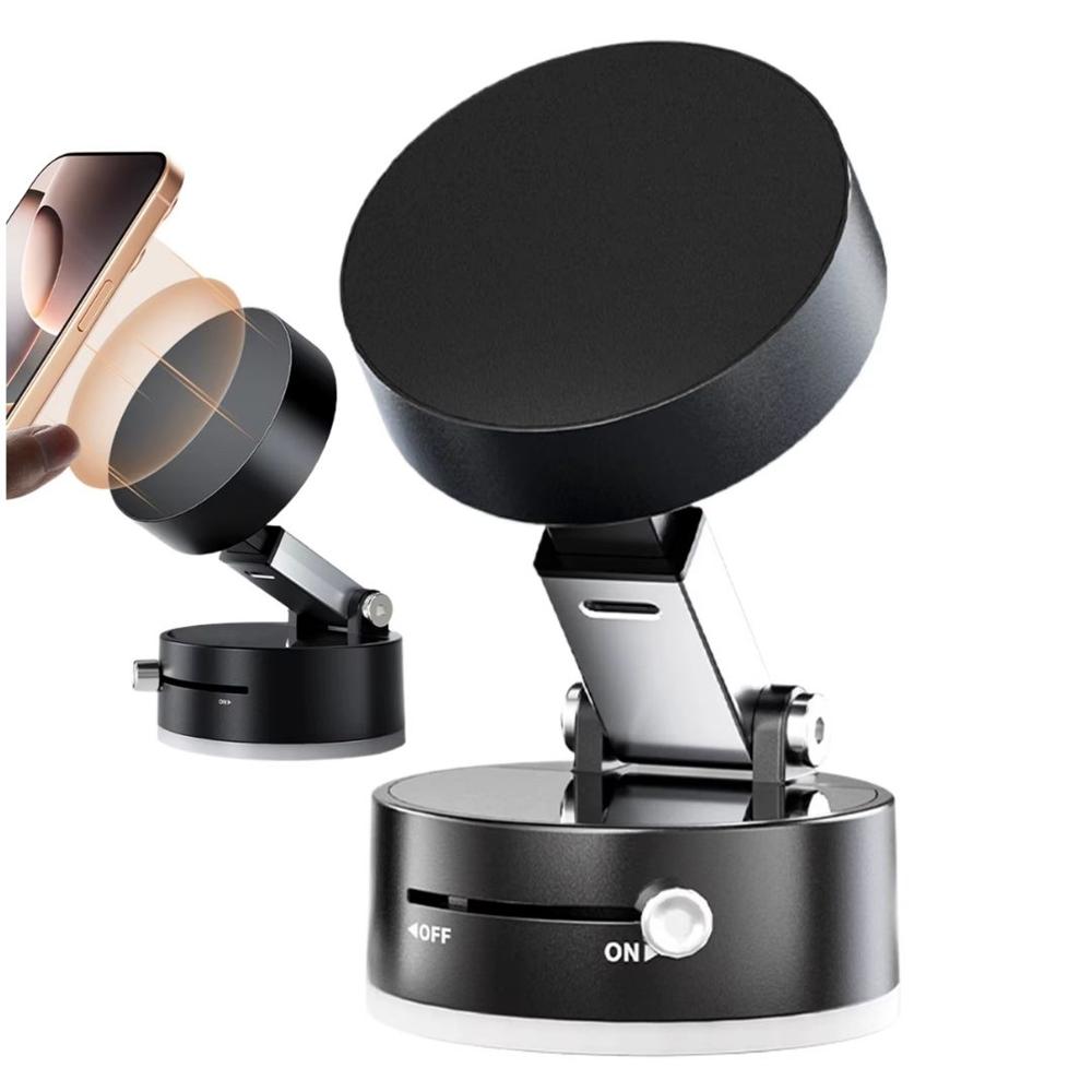 Soporte Magnético para Celular Holder Imantado Plegable Auto Casa Succión al Vacío Negro