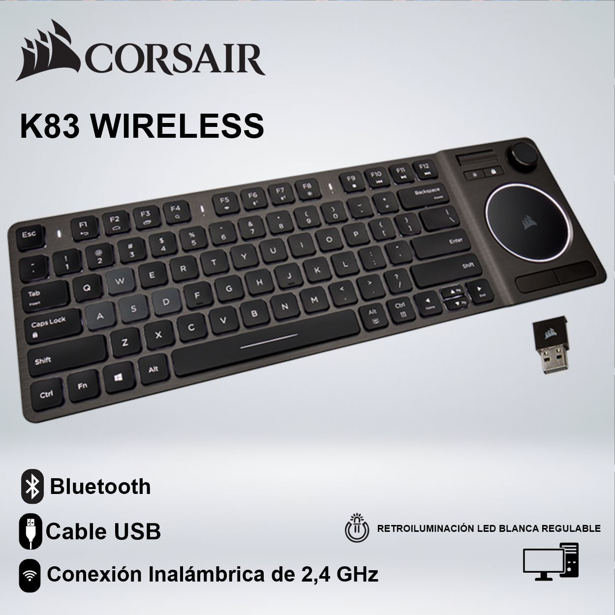 TECLADO ENTRETENIMIENTO CORSAIR K83 BLUETOOTH INALAMBRICO