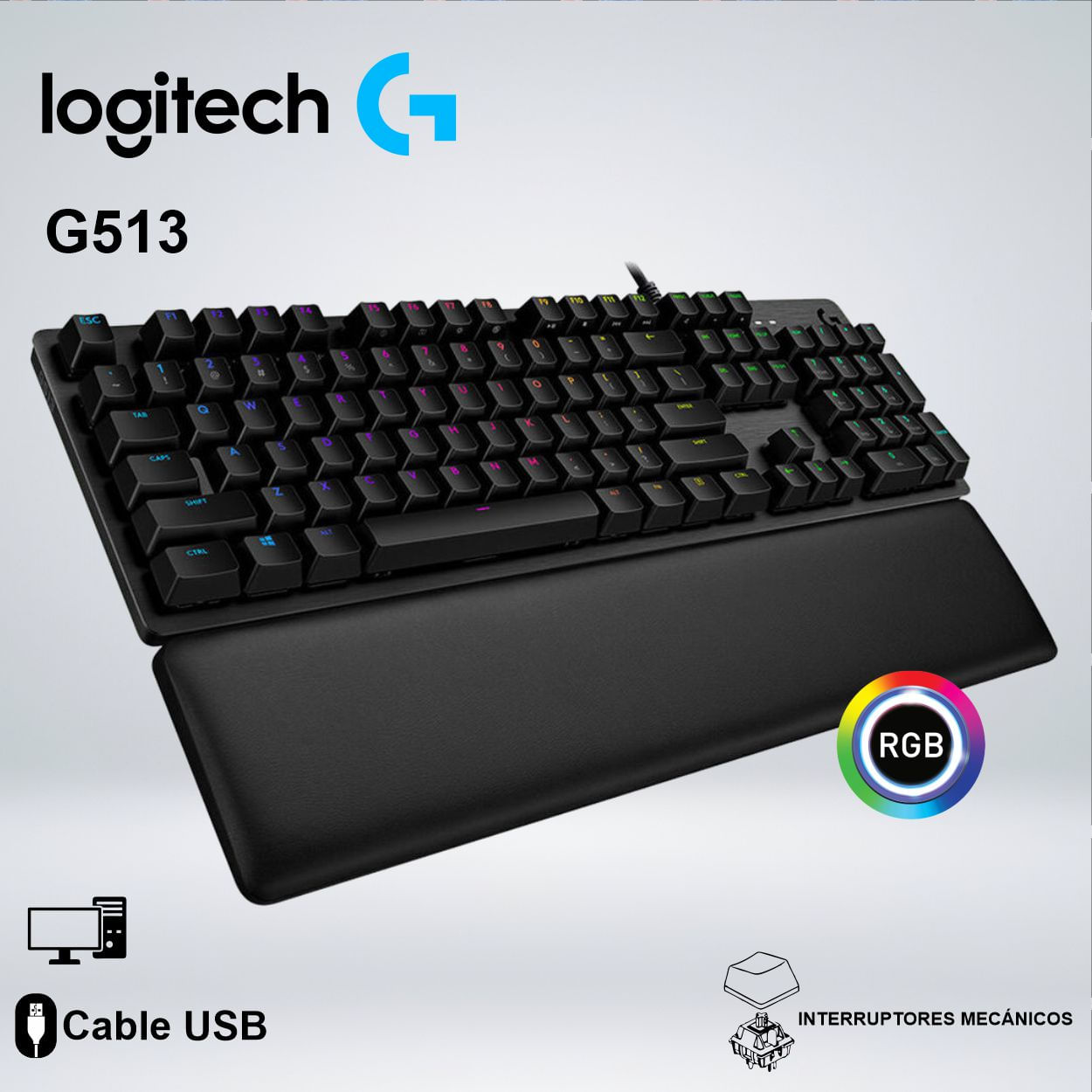 TECLADO GAMER LOGITECH G513 RGB LIGHTSYNC SWITCH GX BROWN