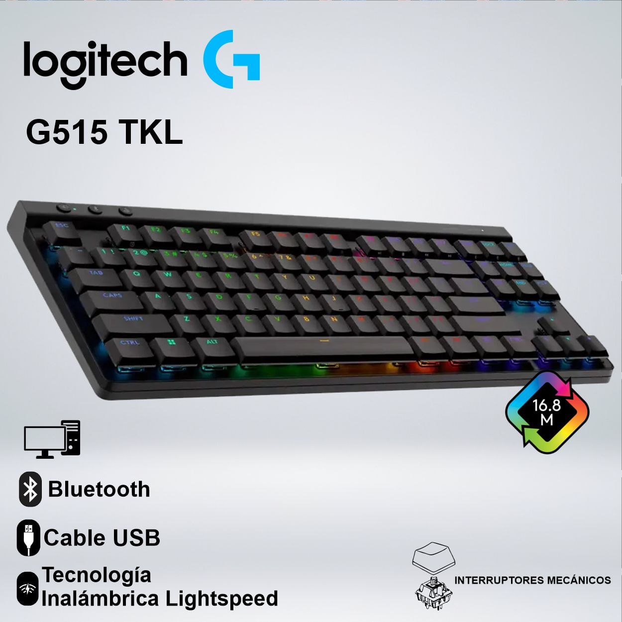 TECLADO GAMER G515 TKL LIGHTSPEED RGB BLUETOOTH