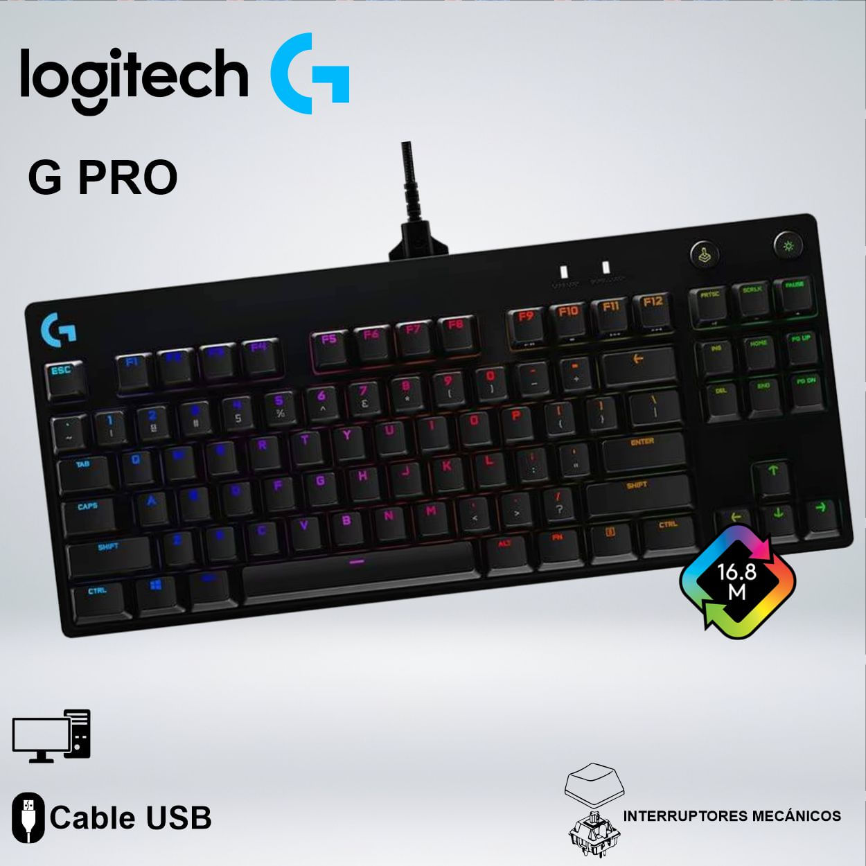 TECLADO GAMER LOGITECH G PRO RGB LIGHTSYNC SWICTH GX BLUE