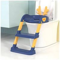 Asiento Baño Entrenamiento para Bebes Regulable Plegable  con Escalera Azul