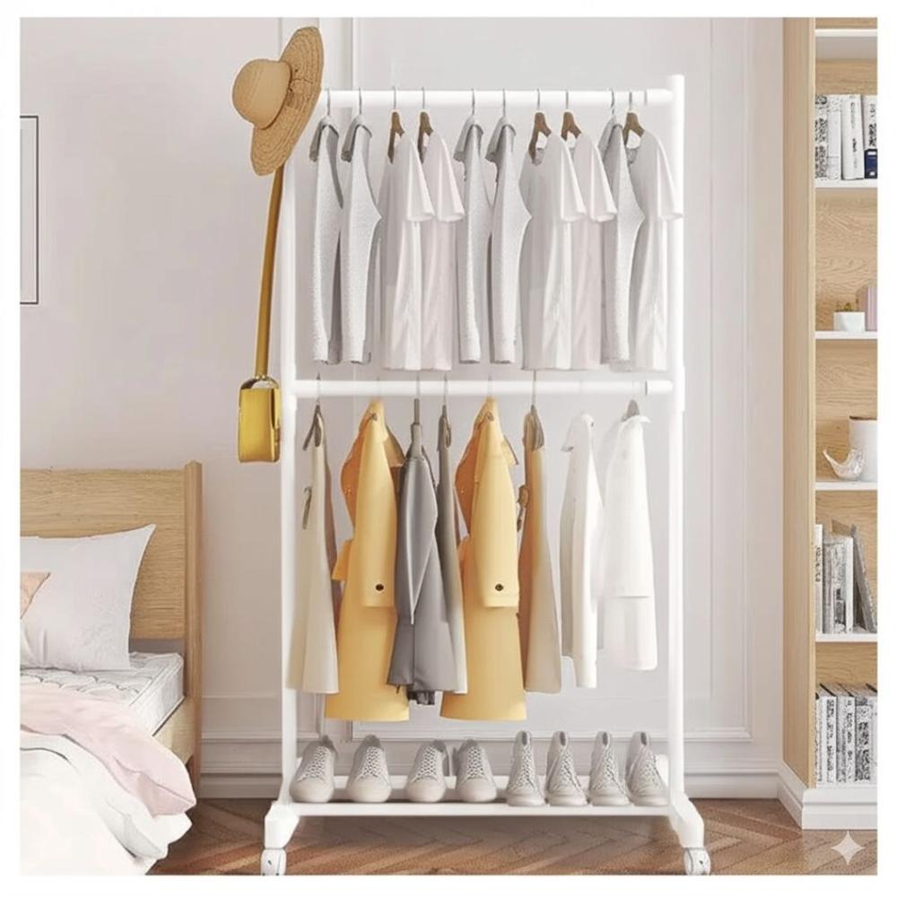 Colgador Organizador de Ropa y Zapatos 2 Niveles 175x73x42cm Blanco