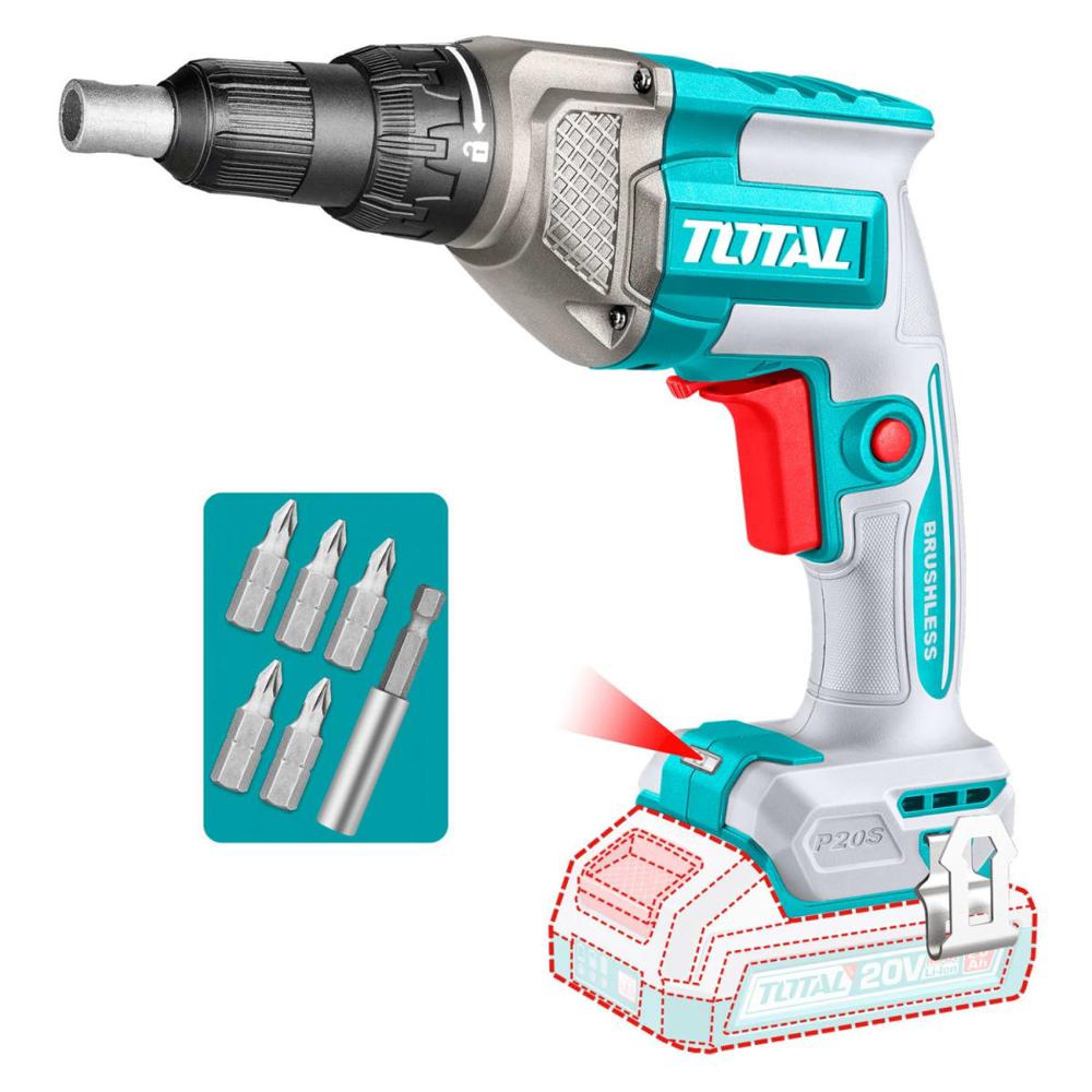 Atornillador para drywall 1/4" 30nm 20v (cabezal solo) Total TDSLI20428