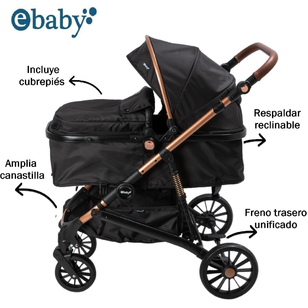 Coche de Paseo LEAF con Respaldar Reclinable Negro