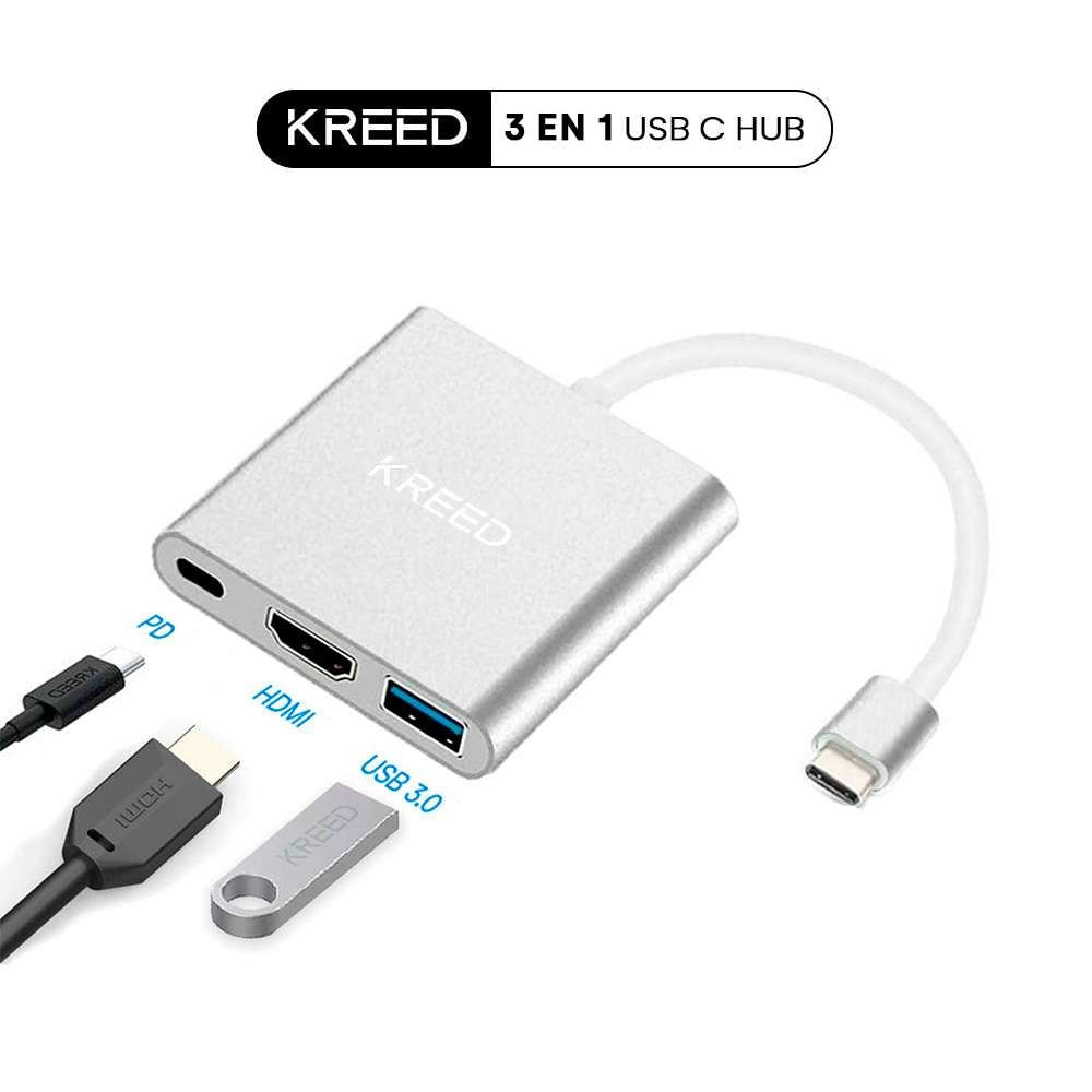 Adaptador Hub 3 en 1 Tipo C a USB HDMI Tipo C