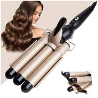 Rizador Profesional Ondulador de 3 Barriles para Cabello Dorado