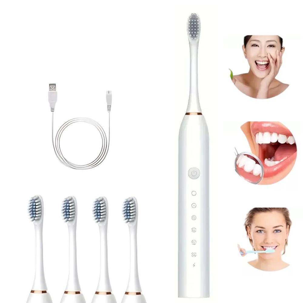 Cepillo Dental Eléctrico X3 Recargable con Temporizador + 4 Cabezales de Repuesto Blanco